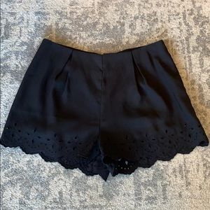 Black Scalloped Shorts